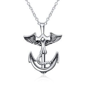 Sterling Silver Anchor Necklace-0