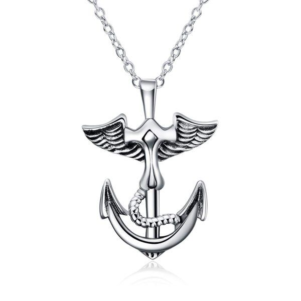 Sterling Silver Anchor Necklace-0