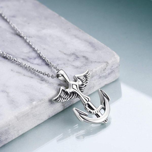 Sterling Silver Anchor Necklace-1