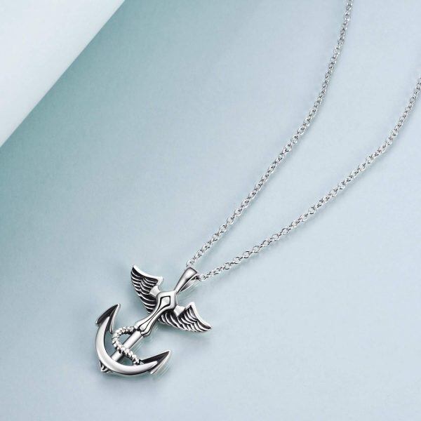 Sterling Silver Anchor Necklace-2