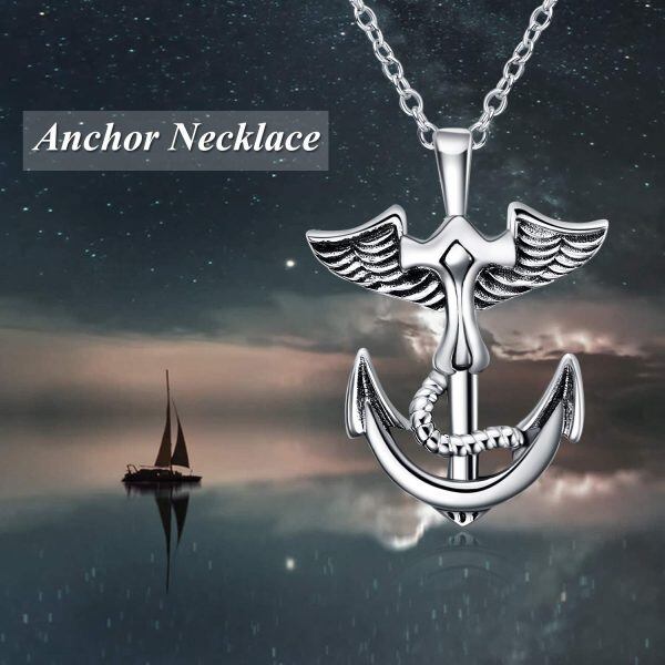 Sterling Silver Anchor Necklace-5