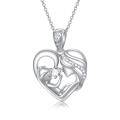 wholesale 925 Sterling Silver Heart Mother & Child Pendant Necklace with Cubic Zirconia - Wholesale Jewelry for Women-0-0