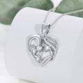 wholesale 925 Sterling Silver Heart Mother & Child Pendant Necklace with Cubic Zirconia - Wholesale Jewelry for Women-0-3