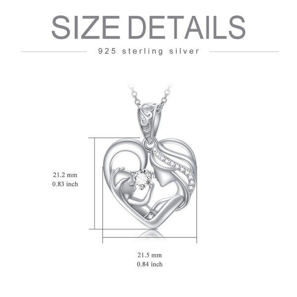 Sterling Silver Heart Mother Child Necklace-5