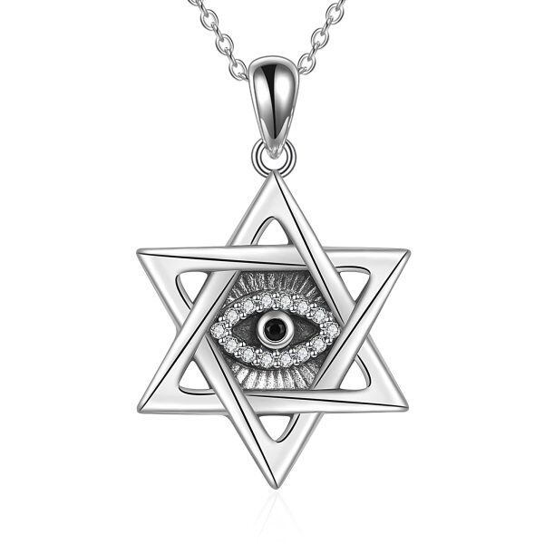 Sterling Silver Evil Eye Necklace-0