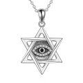 wholesale 925 Sterling Silver Star of David Evil Eye Pendant Necklace for Women-0-0
