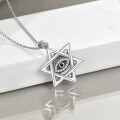 wholesale 925 Sterling Silver Star of David Evil Eye Pendant Necklace for Women-0-4