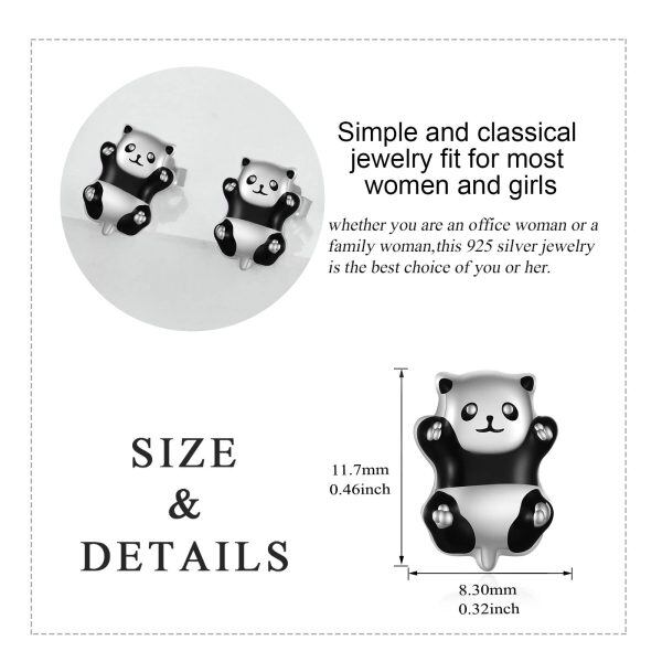 Sterling Silver Panda Earrings-2