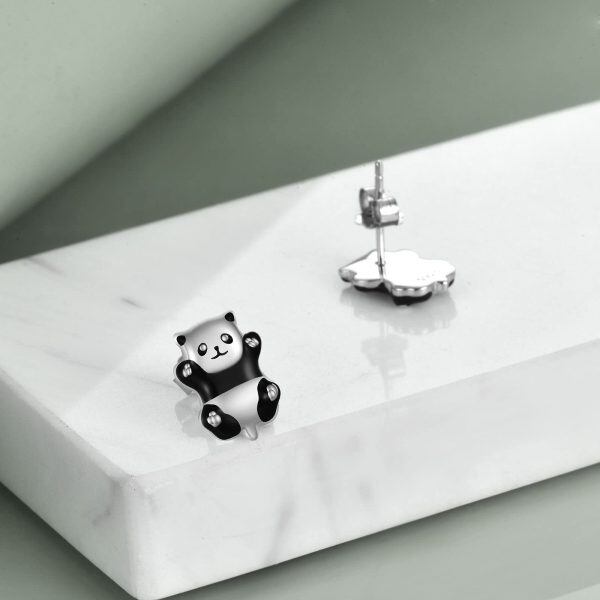 Sterling Silver Panda Earrings-4