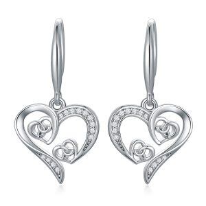 Sterling Silver Heart Earrings-0