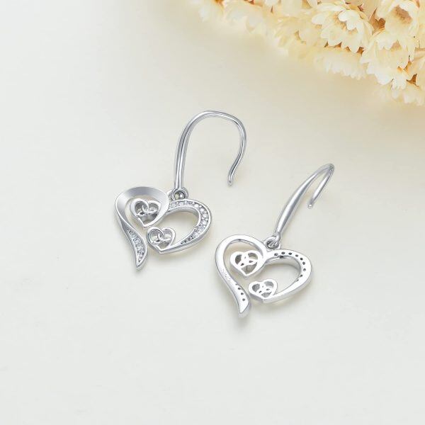 Sterling Silver Heart Earrings-3