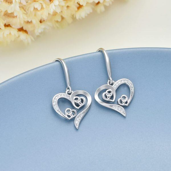 Sterling Silver Heart Earrings-4