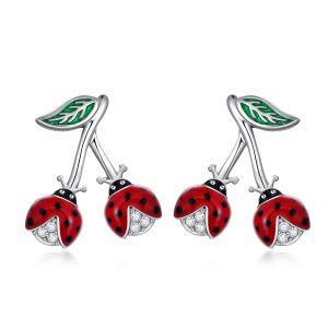 Sterling Silver Ladybug Earrings-0