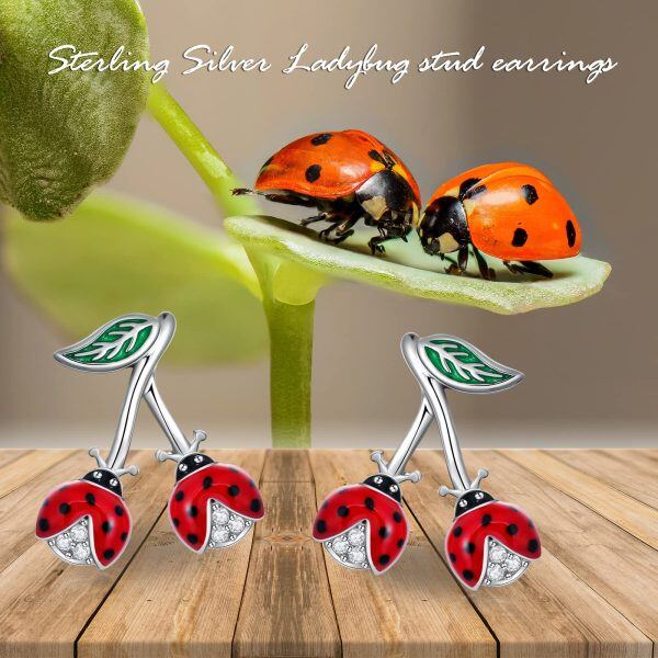 Sterling Silver Ladybug Earrings-5