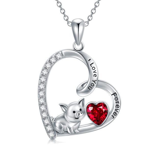 Sterling Silver Pig Necklace-0