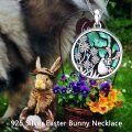 wholesale 925 Sterling Silver Round Abalone Shell Rabbit Flower Pendant Necklace for Women-0-1