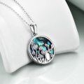 wholesale 925 Sterling Silver Round Abalone Shell Rabbit Flower Pendant Necklace for Women-0-2