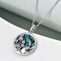 wholesale 925 Sterling Silver Round Abalone Shell Rabbit Flower Pendant Necklace for Women-0-3