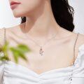 wholesale 925 Sterling Silver Orange Rose Heart Knot Pendant Necklace for Women -0-1