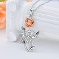 wholesale 925 Sterling Silver Orange Rose Heart Knot Pendant Necklace for Women -0-3