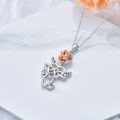 wholesale 925 Sterling Silver Orange Rose Heart Knot Pendant Necklace for Women -0-4