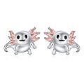 wholesale 925 Sterling Silver Axolotl Stud Earrings with Pink Accents for Women-0-0