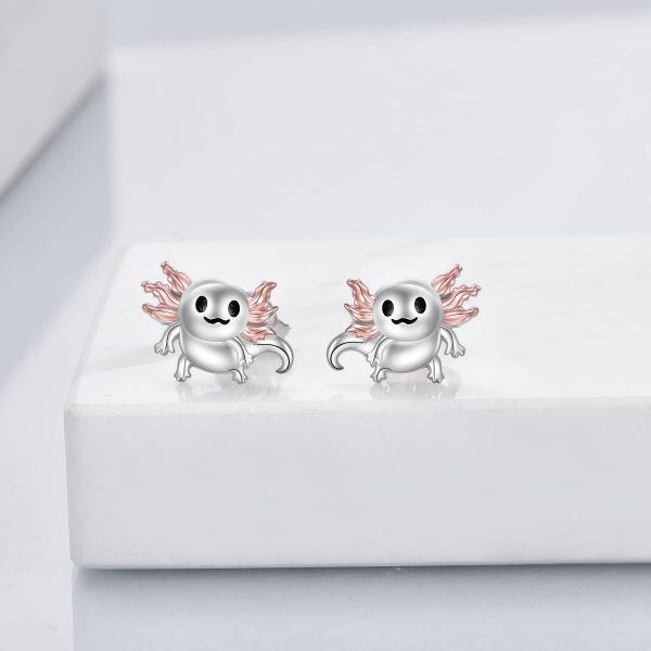 Sterling Silver Axolotl Earrings-1