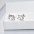 wholesale 925 Sterling Silver Axolotl Stud Earrings with Pink Accents for Women-0-1