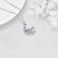 wholesale 925 Sterling Silver Moon & Axolotl Necklace w/ Blue Stones - Cute Animal s for Her-0-3