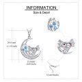wholesale 925 Sterling Silver Moon & Axolotl Necklace w/ Blue Stones - Cute Animal s for Her-0-4