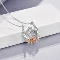wholesale 925 Sterling Silver & Gold Plated Horseshoe with Roses Pendant Necklaces for Women-0-2