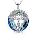 wholesale 925 Sterling Silver Blue Crystal Tree of Life Pentagram Pendant Necklace-0-0