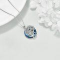 wholesale 925 Sterling Silver Blue Crystal Tree of Life Pentagram Pendant Necklace-0-3