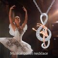 wholesale 925 Sterling Silver Ballerina Dance Musical Notes Pendant Necklace s for Women Girls-0-5