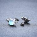 wholesale 925 Sterling Silver Cat Ear Shape Blue Opalite Stud Earrings for Women-0-2