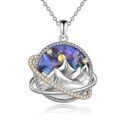wholesale 925 Sterling Silver Abalone Shell & Cubic Zirconia Mountain Pendant Necklace for Women - Nature Inspired Gifts for Hikers and Climbers-0-0