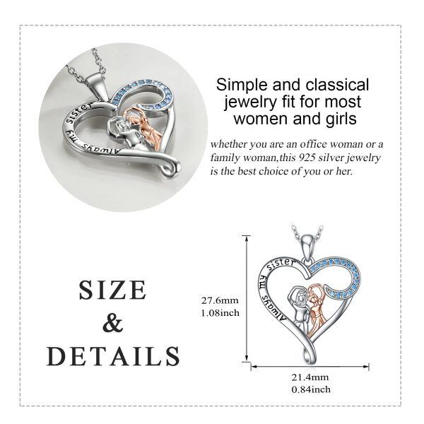 Sterling Silver Sister Heart Necklace-2