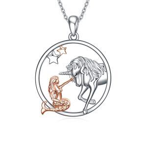 Sterling Silver Mermaid Unicorn Necklace-0