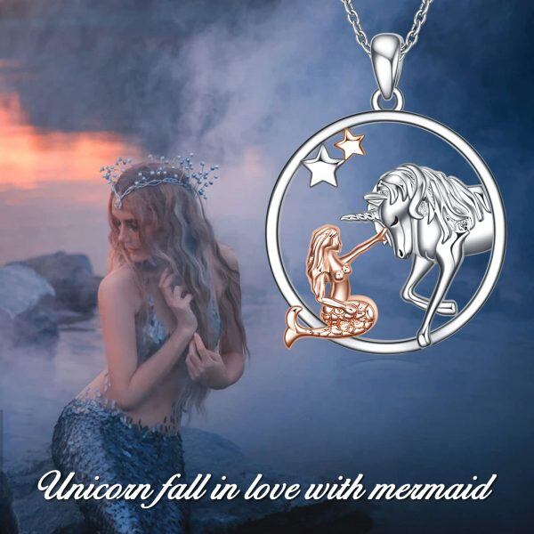 Sterling Silver Mermaid Unicorn Necklace-4