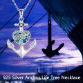 wholesale 925 Sterling Silver Tree of Life Heart Anchor Pendant Necklace for Women Girls-0-5
