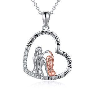 Sterling Silver Mother And Daughter Necklace-0