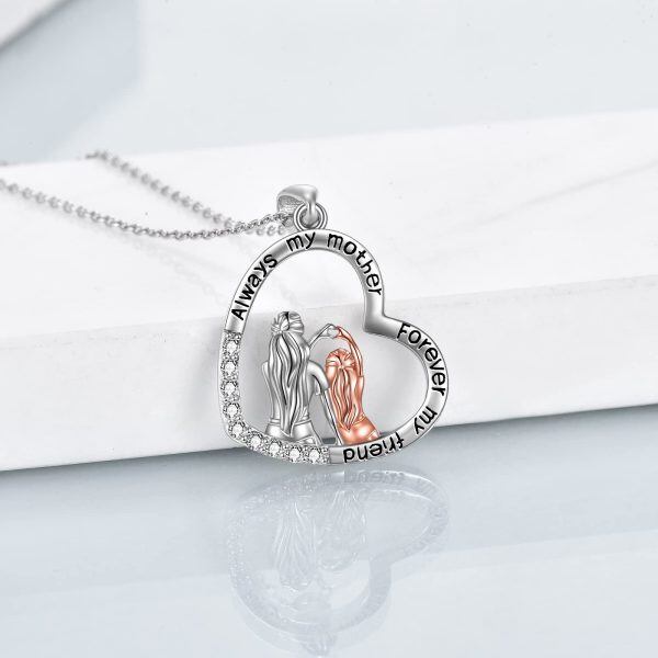 Sterling Silver Mother And Daughter Necklace-2