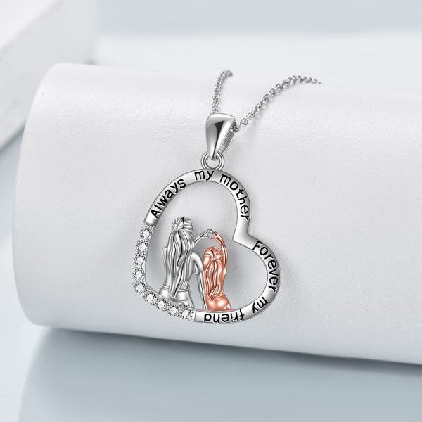 Sterling Silver Mother And Daughter Necklace-3