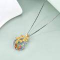 wholesale 925 Sterling Silver Two-Tone Butterfly & Flowers Pendant Necklace with Stones and Chain for Women-0-3
