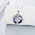 wholesale 925 Sterling Silver Rainbow Crystal Tree of Life Pendant Necklace for Women-0-3