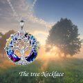 wholesale 925 Sterling Silver Rainbow Crystal Tree of Life Pendant Necklace for Women-0-5