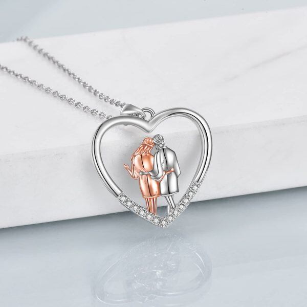 Sterling Silver Heart Friend Necklace-2