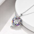 wholesale 925 Sterling Silver Rainbow Crystal Swan Pendant Necklace for Women-0-2