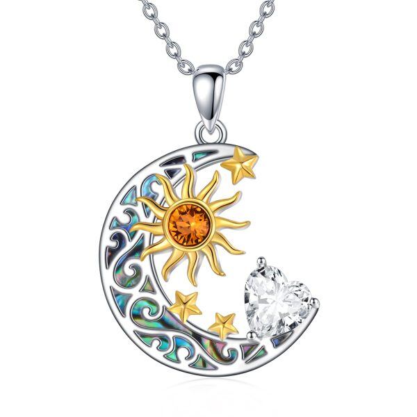 Sterling Silver Moon Sun Star Necklace-0