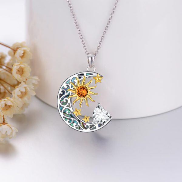 Sterling Silver Moon Sun Star Necklace-1